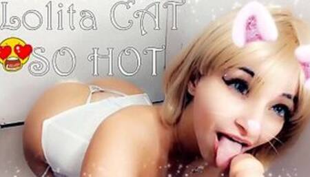 Cosplay Girl Kitten using anal plug sucking hot making you cum on hot blonde tits