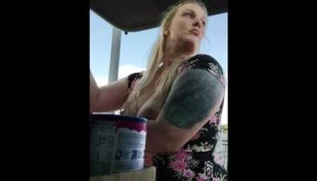 **Public*** Big Titted MILF Flashing Tits While Loading Groceries xxMissSwitchxx