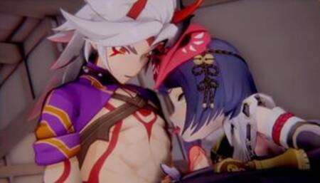 Kujou Sara x Arataki Itto Genshin Impact 3D HENTAI Shortver Part 1/6