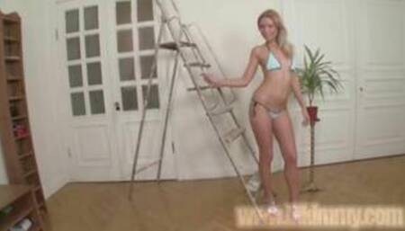 Little blonde teen solo rubbing