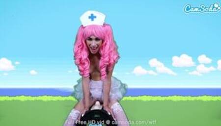 Delilah Day Cosplay As Nurse Joy from Pokémon Rides Sex Machine