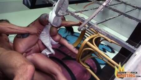 Horny Tattooed MILF Adrienne Kiss Pounded by Blind Date in Public