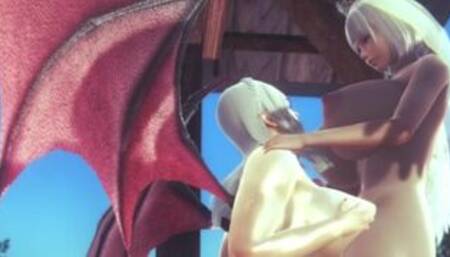 Demon fucked by futa big dicked Angel