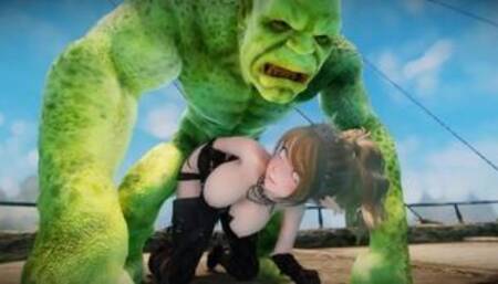 Big Breasts Elf Mama Oak Defeat by Ugly Cosplay Orc Seeding Sex 3D Hentai NSFW Part 3