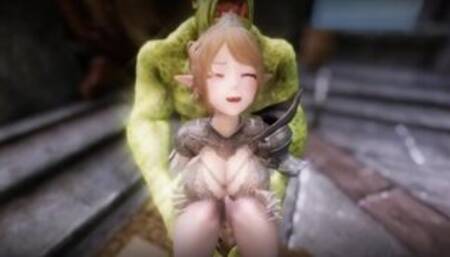 Big Breasts Elf Mama Oak Defeat by Ugly Cosplay Orc Seeding Sex 3D Hentai NSFW Part 8