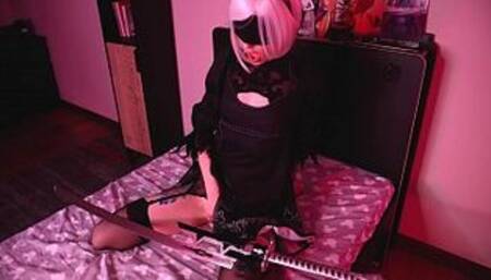 Nier Automata 2B cosplay - hot 18 yo teen cosplayer anal & Ahegao