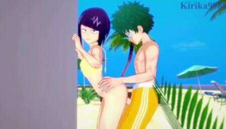 Kyoka Jiro and Izuku Midoriya have intense sex on the beach. - My Hero Academia Hentai