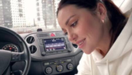 Hot blowjob in the parking lot with cum swallowing