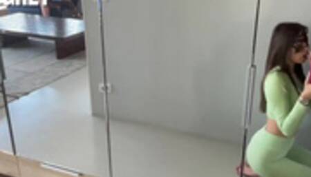 Horny Brunette Babe Gives Blowjob to Cameraman during Anal Sex Scene with Pissing