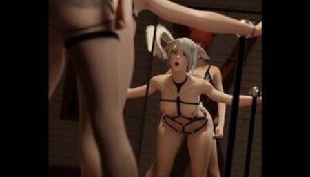 [FFXIV] Miqo'te Yuri Sex with Strapon + Spanking