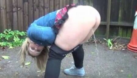 Ashley Rider flashes next to a Church and eats pussy at midnight