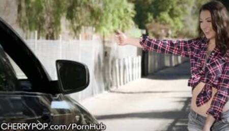 CherryPop Teen Hitchhiker Wants Drivers Big Dick