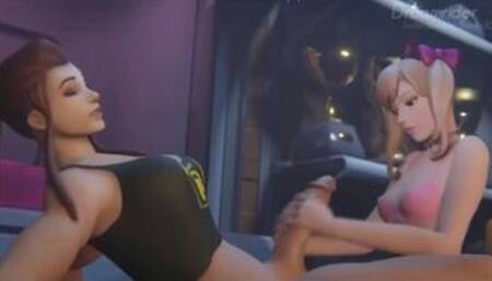 D.Va Giving Futa Brigitte A Hand Job