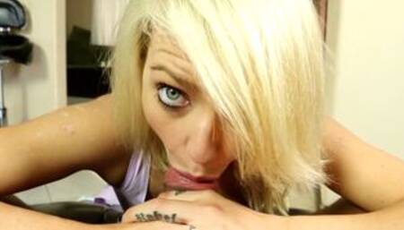 Cute blonde cant wait to suck big dick