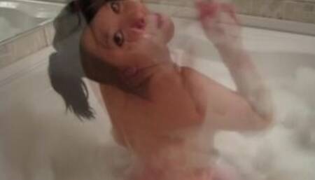 Tiny Red Slut with perfect body Bathtub Tease