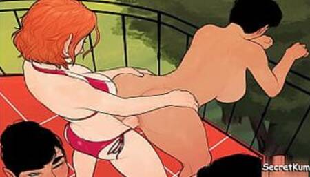 The Mess part #2 - Submissive Maid gets Fucked doggystyle on balcony by her horny futa boss