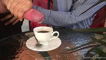 Stunning Girl does Blowjob, Cum in Coffee, Pee Play