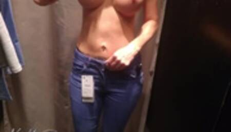 Amateur public masturbates in the fitting room store. WetKelly
