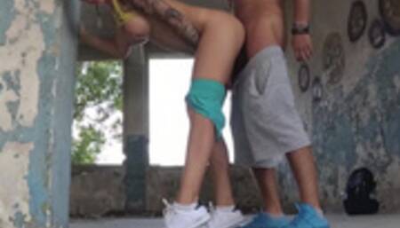 Amateur couple fucking in an abandoned building. WetKelly