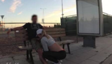 Slutty girlfriend with big ass fucked in the bus station. 4K WetKelly