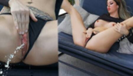 Masturbating and squirting on terrace in front of the neighbors. WetKelly