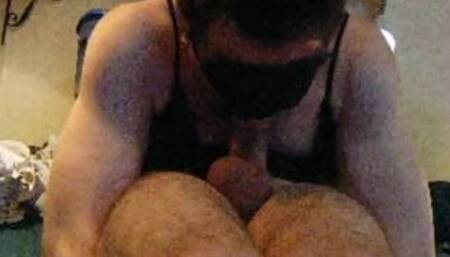 selfsuck cum eating black mask & lace