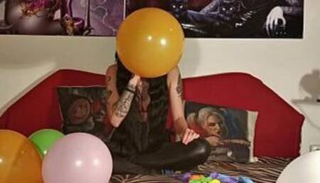 Baloon blowing & popping by teen girl pt2 HD