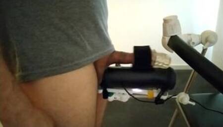 Standing orgasm with a blowjob machine