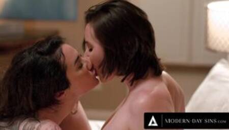 MODERN-DAY SINS - Massive Natural Tits Lesbian Arabelle Raphael Sneaks Out To Satisfy Cock Cravings!