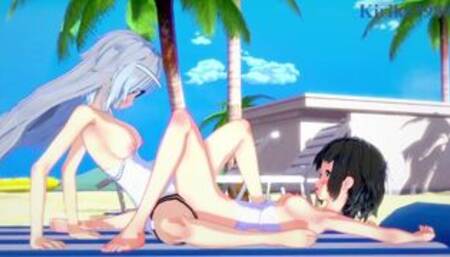 Miku Kohinata and Laura Bodewig have lesbian play - Symphogear & Infinite Stratos Hentai
