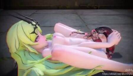 Mobius Honkai Impact - Horny Sex with insect-toy【Hentai 3D】