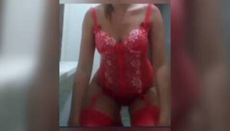 dance erotica gives woman delicious with Langerie red sexy nymph sexual fitness fit p