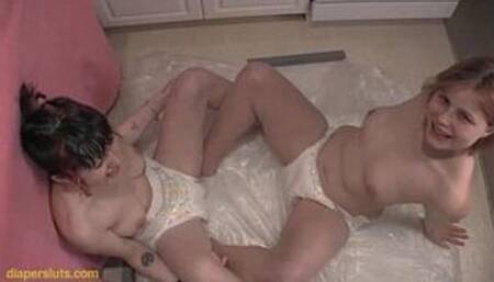 Diaper Sluts teen lesbians piss for each other