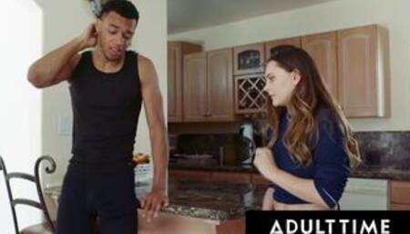 ADULT TIME - Aften Opal's Sister's Boyfriend Caught Her Rubbing Her Clit In The Kitchen!