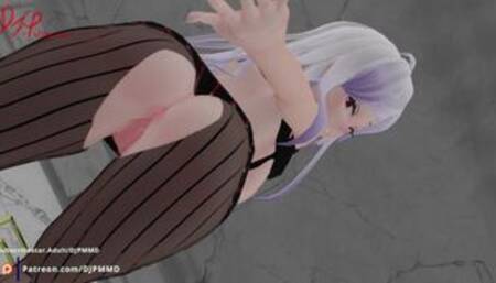 Busty Haku Looses her panties Im I'll Blender MMD 1572