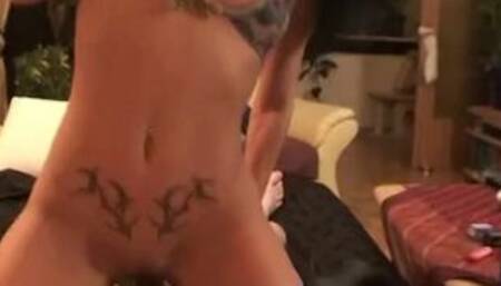 Slutty brunette rides cock while smoking