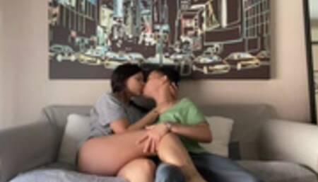 My stepsister and I woke up home alone so we fucked in the living room