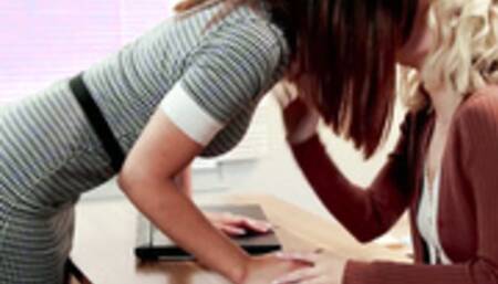 Blonde lesbian fingers hairy office mate