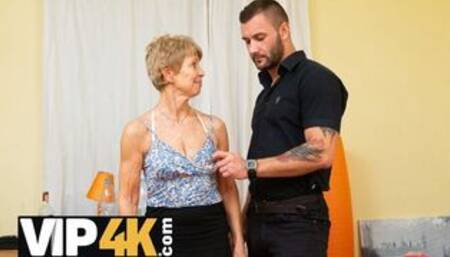 Bed is tested in practice by mature woman and client having sex