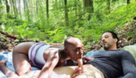 German skinny black teen at amateur fuck in forest