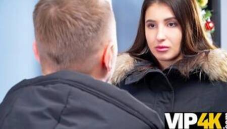 Hot brunette enjoys unplanned sex with devious debt collector