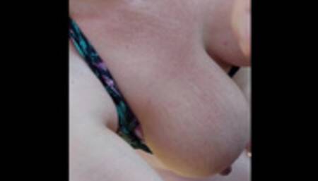 Nude in the nature. Cumming to tits.