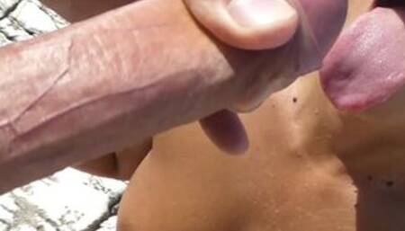 Beach cumshot