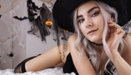 Cute horny witch gets facial and swallows cum - Eva Elfie