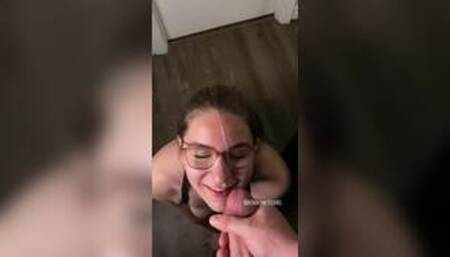 big hot facial for teen with glasses
