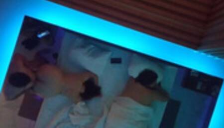 Eating the cuckold's wife while he's lying there watching.