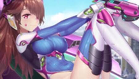 Overwatch d.va Masturbates and cums hard with toy. (dva, d va)