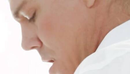 Foxy blonde in sexy lingerie takes big cock to the balls