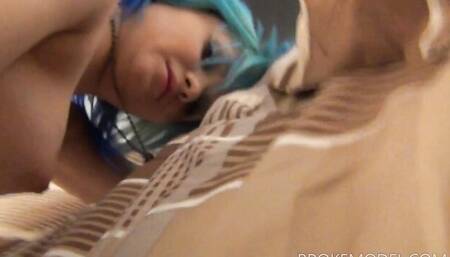 Inked cutie Blue Love is filmed by her stepdad during sex