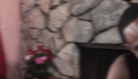 Busty black MILF shakes natural tits while jumping on a cock